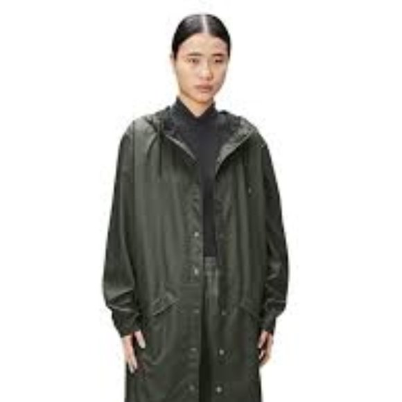 Rains Long Green Jacket; Unisex Size XXS/XS - Picture 3 of 7